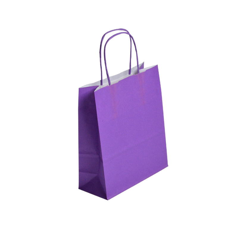 Sac Festival VIOLET|kraft blanc|poignées torsadées|23+12x30cm|par 250