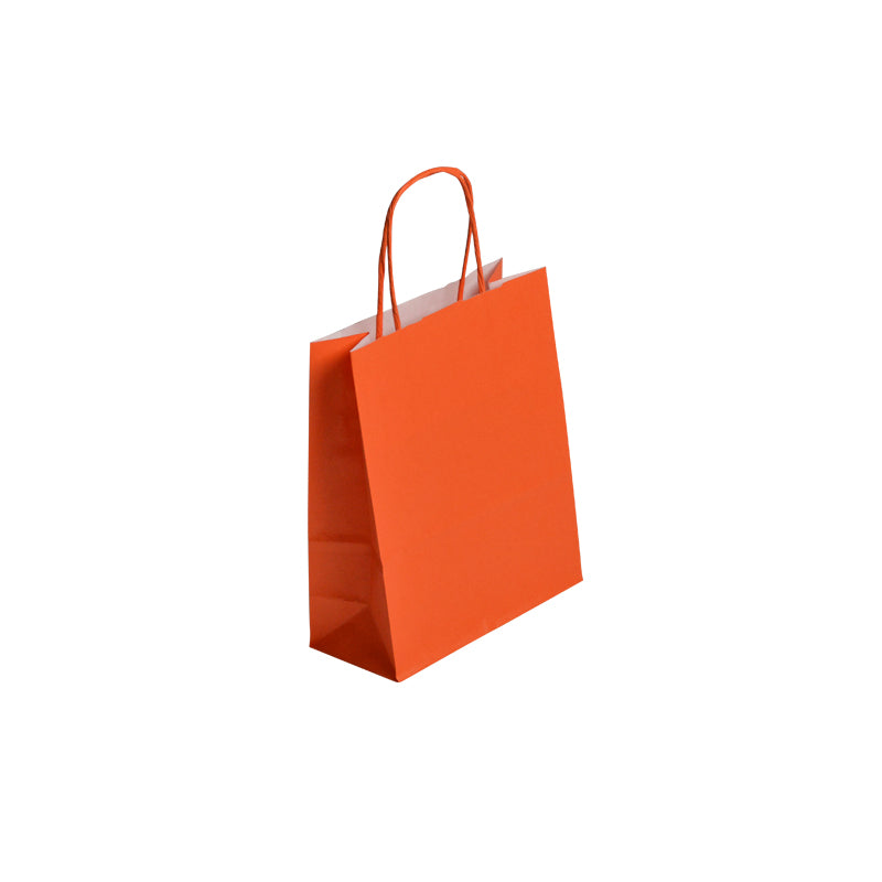 Sac Festival ORANGE|kraft blanc|poignées torsadées|18+8x22cm|par 300