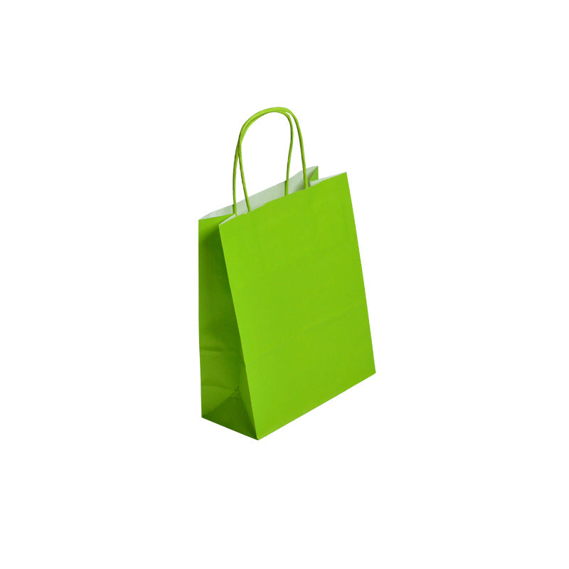 Sac Festival VERT ACIDULÉ|kraft blanc|poignées torsadées| 18+8x22cm | par 300