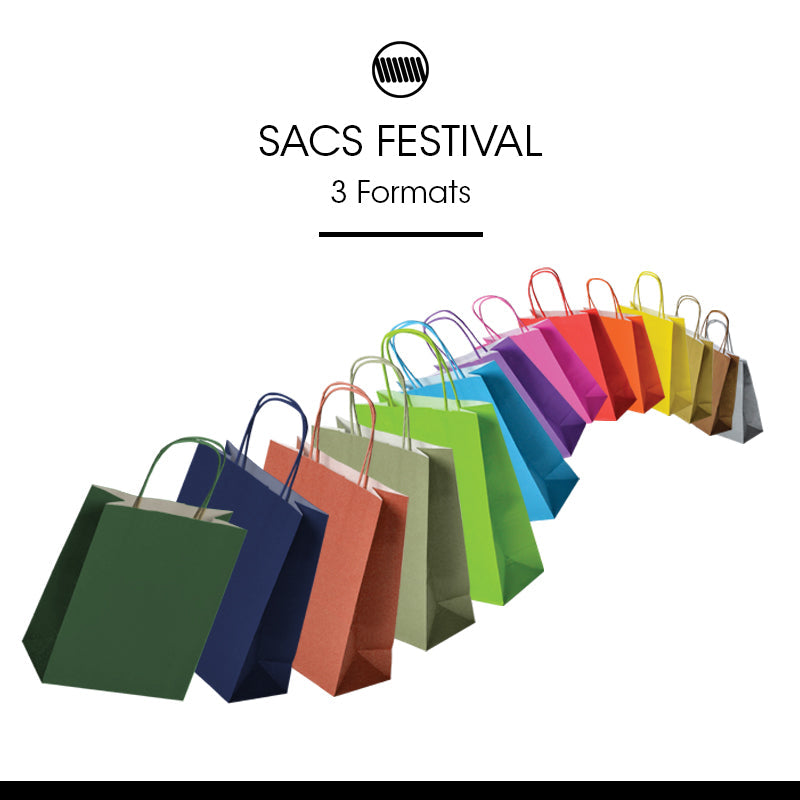 Sac Festival VERT ACIDULÉ|kraft blanc|poignées torsadées| 23+12x30cm | par 250