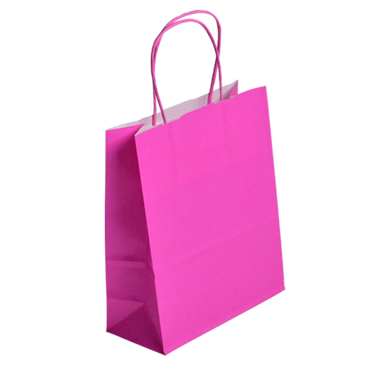 Sac Festival ROSE|kraft blanc|poignées torsadées|35+14x40cm|par 250
