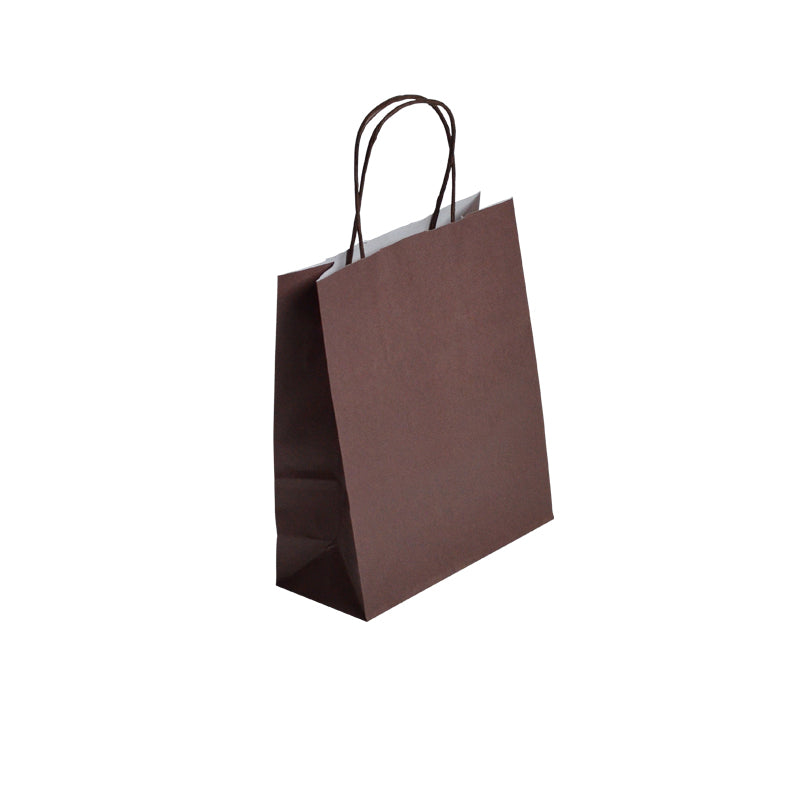 Sac Festival CHOCOLAT|kraft blanc|poignées torsadées|18+8x22cm|par 300