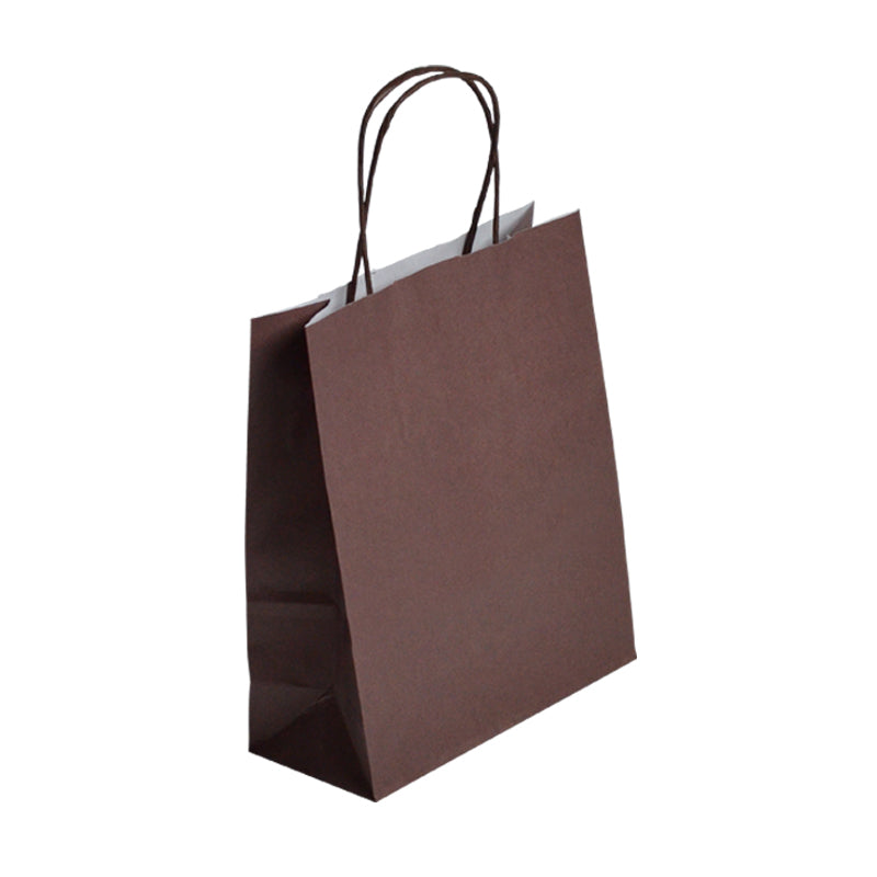 Sac Festival CHOCOLAT| kraft blanc | poignées torsadées | 35+14x40cm | par 250