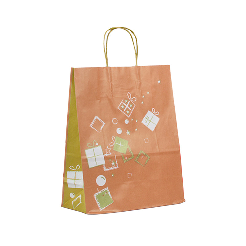 Sac Kdo en Fête|kraft blanc|poignées torsadées|26+12x32cm|par 250