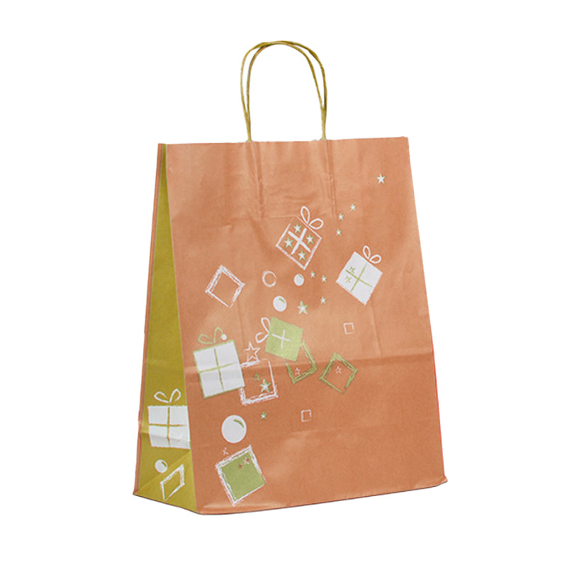 Sac Kdo en Fête|kraft blanc|poignées torsadées|35+14x41cm|par 250