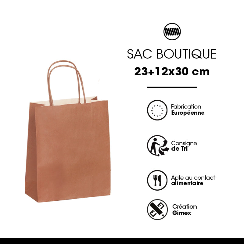 Sac Festival TERRA|kraft blanc|poignées torsadées|23+12x30cm|par 250