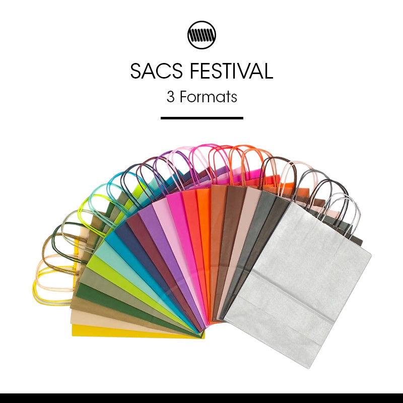 Sac Festival IVOIRE|kraft blanc|poignées torsadées|35+14x40cm|par 250