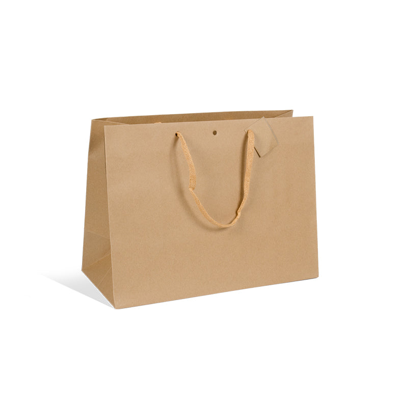 Sac luxe Middle Horizontal|kraft brun|poignées papier | 24+14x19,5cm | par 120