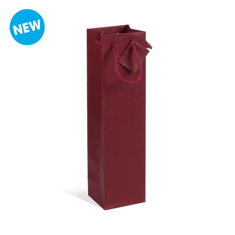 Wine-colored Kraft paper bag for 1 bottle with paper handles 10+9x38cm per 200