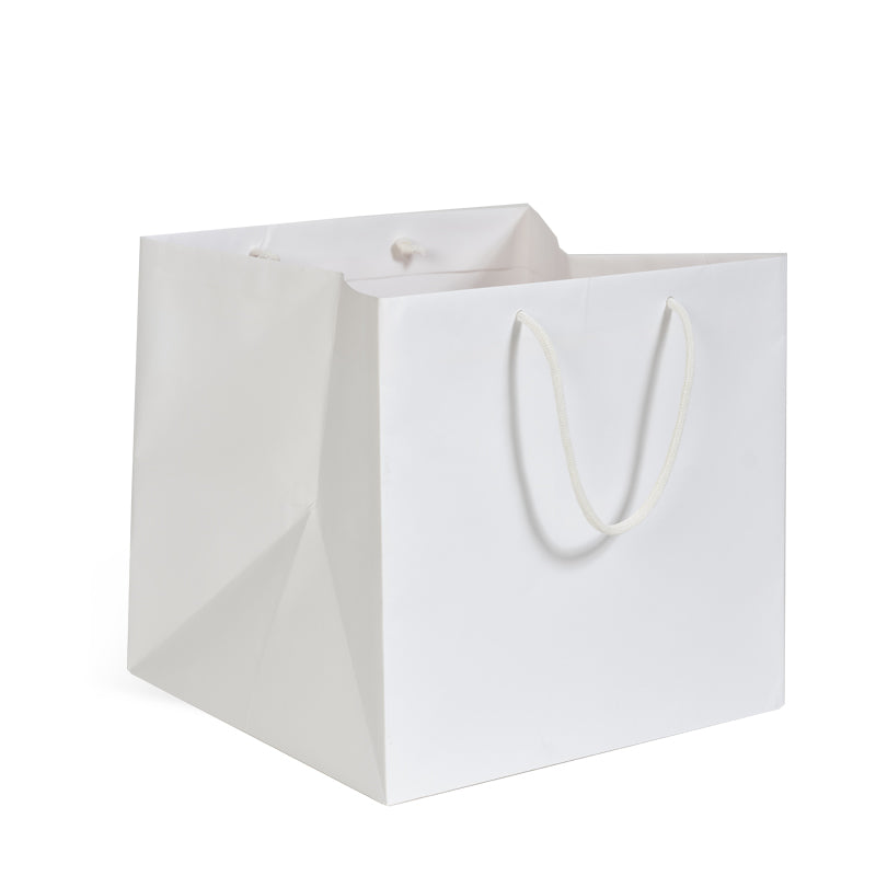 Sac Traiteur Natural White|kraft blanc| poignées papier | 37+34x34cm | par 50