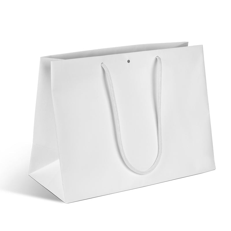 Sac luxe Natural White|kraft blanc|poignées papier|39+18x29cm|par 100