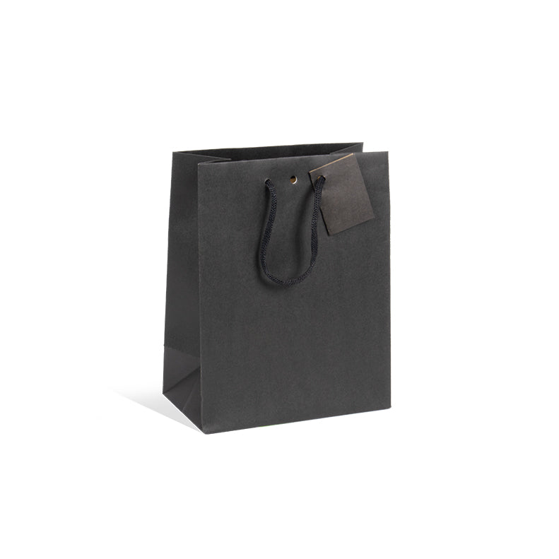 Sac luxe Middle|kraft noir|poignées papier|18+10x22,7cm|par 240