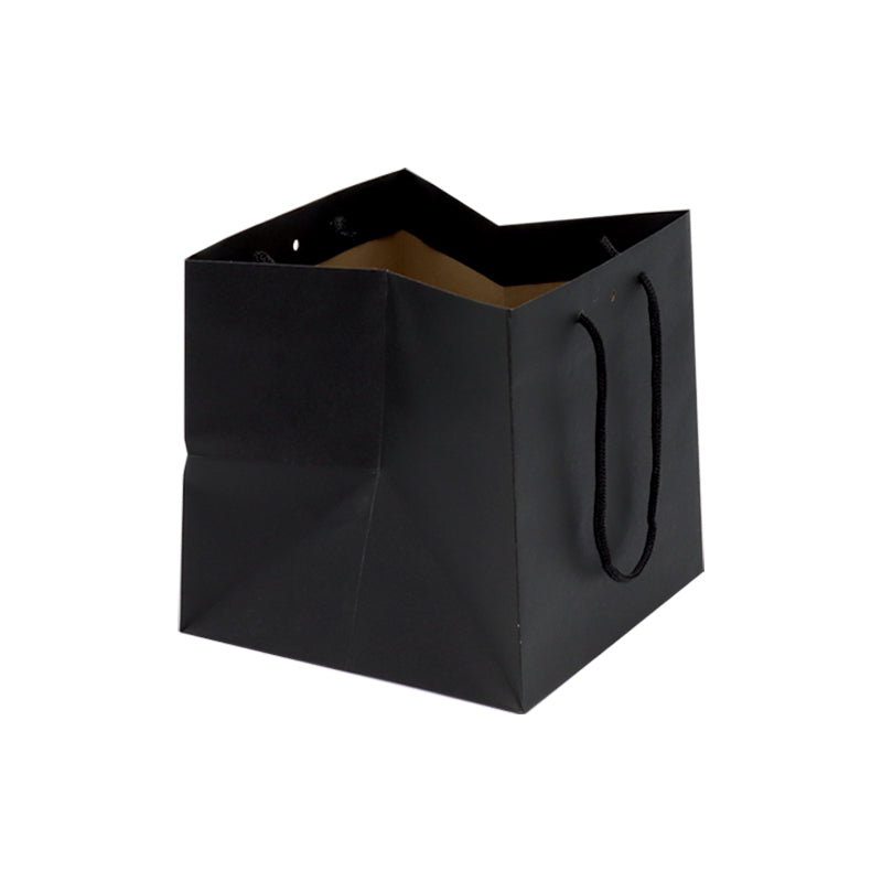 Sac luxe Middle Cube|kraft noir|poignées papier|20+20x20cm|par 200