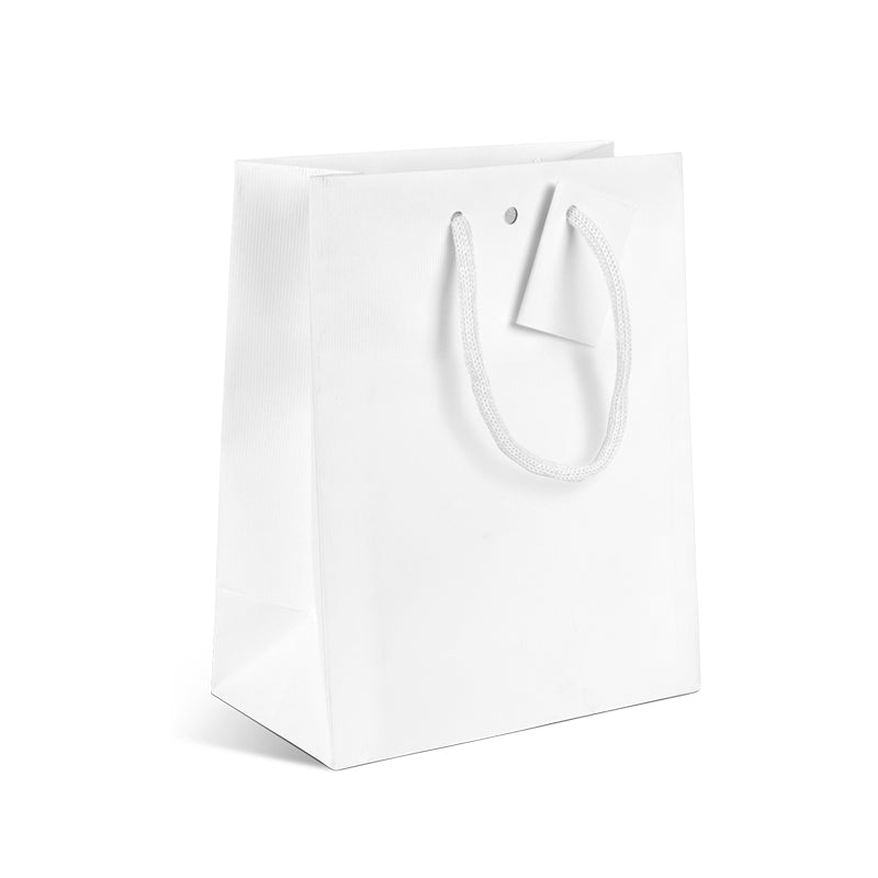 Sac luxe Natural White|kraft blanc | poignées papier | 18+10x22,7cm | par 200