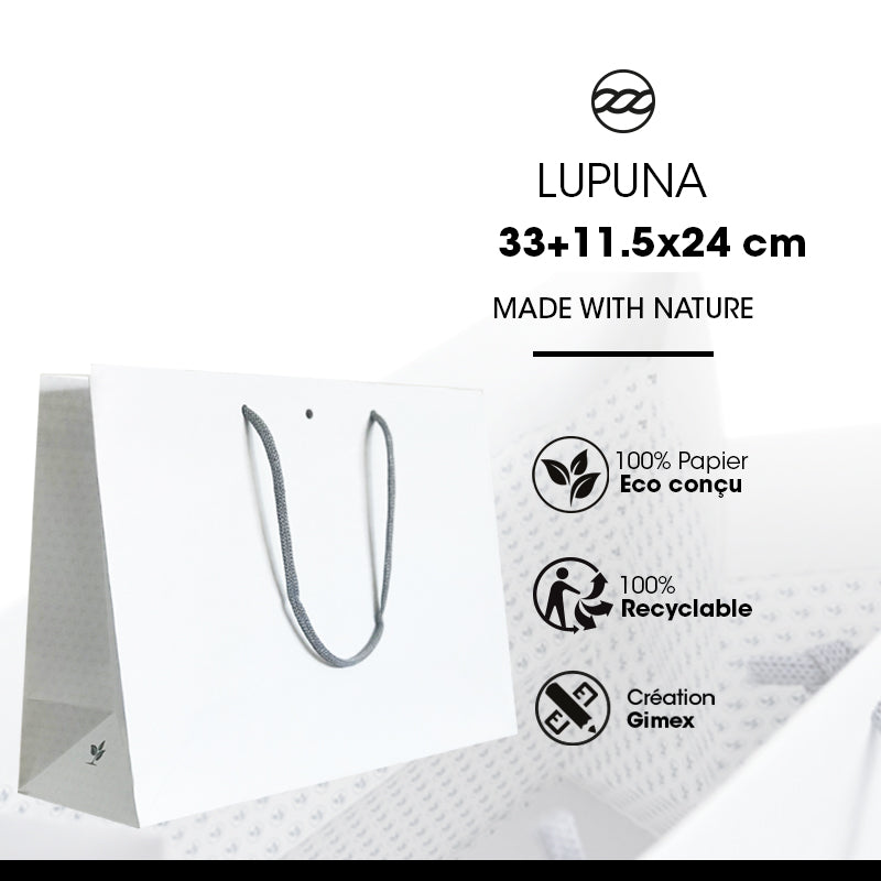 Sac boutique Standard Lupuna|poignées papier|33+11,5x24cm|par 120