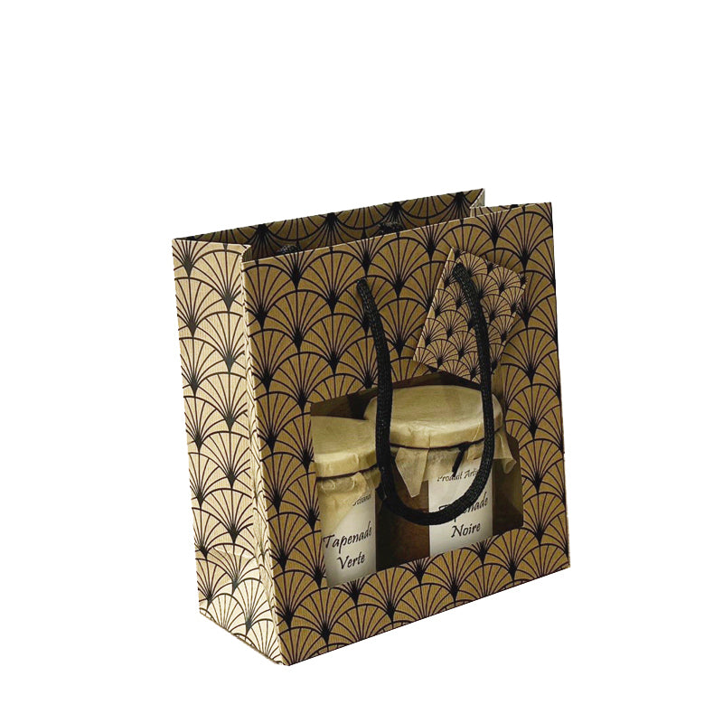 Sac luxe Ginko|kraft brun|poignées papier|18+8x19cm|par 192