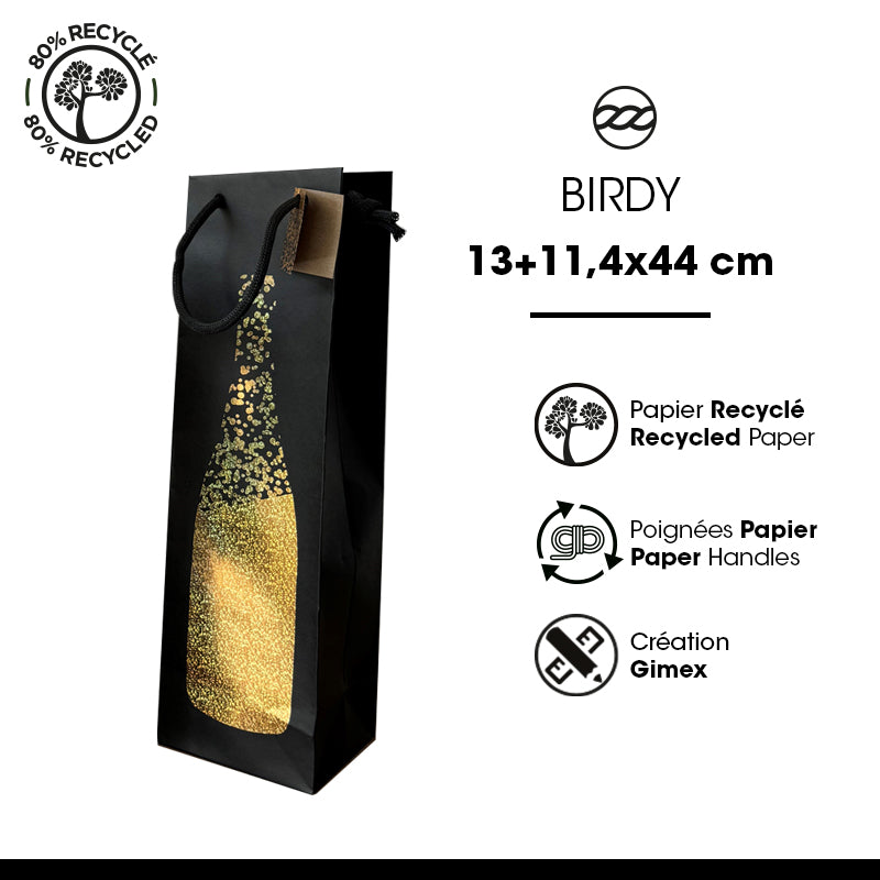 Sac 1 Magnum Birdy| kraft brun | poignées cordelières | 13+11,4x44cm | par 100