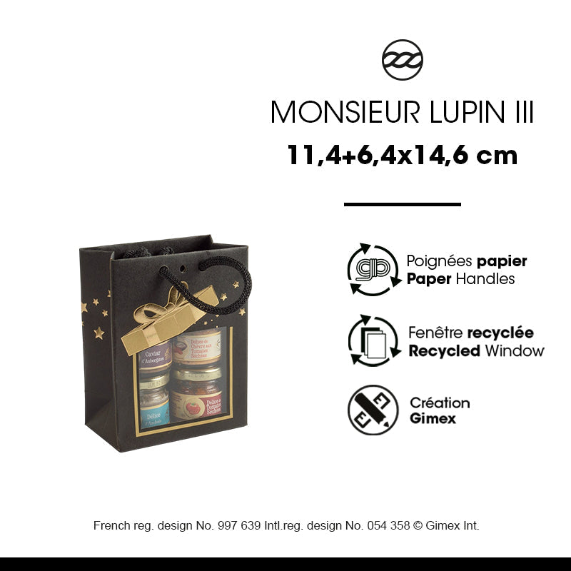 Sac Small M.Lupin III|kraft brun| poignées papier | 11,4+6,4x14,6cm | par 240