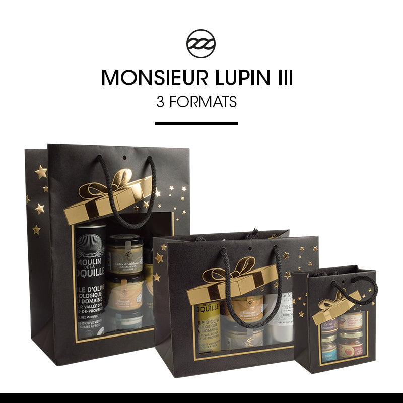 Sac Small M.Lupin III|kraft brun| poignées papier | 11,4+6,4x14,6cm | par 240