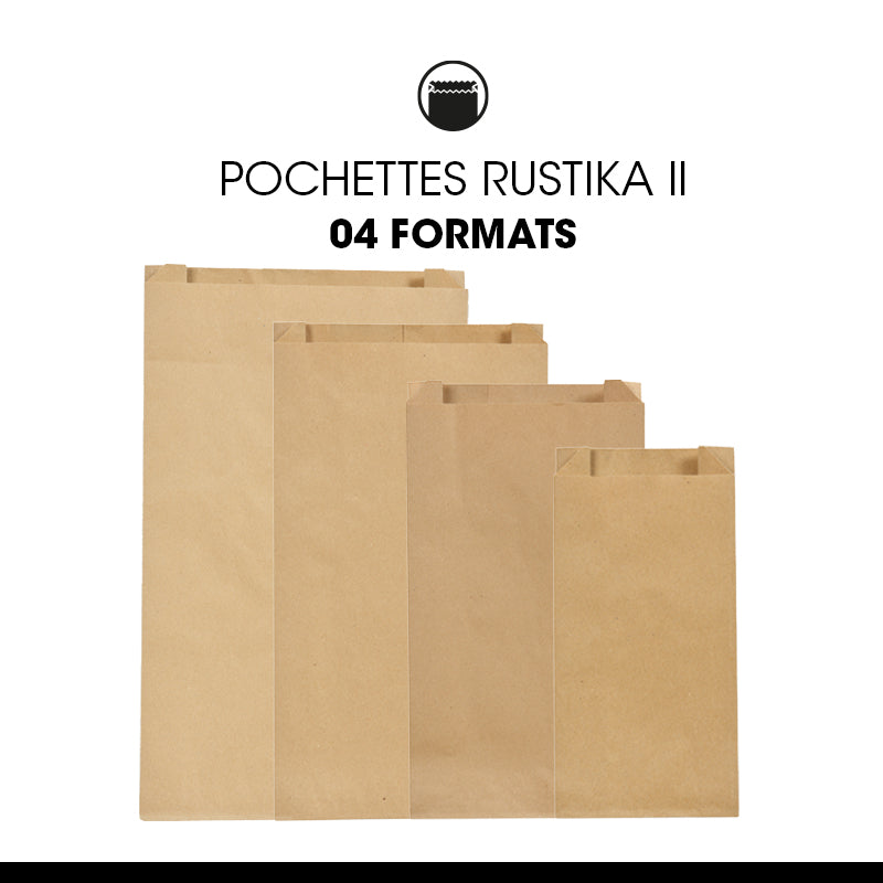 Pochette Rustika|kraft brun|| 19+6x35cm|par 1000