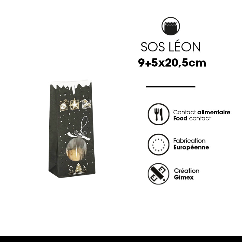 Sachet SOS Léon fenêtre|kraft blanc|9+5x20,5cm|par 1200