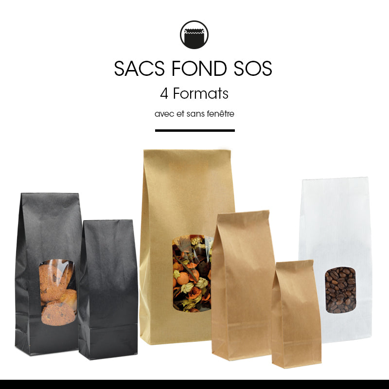 Sac alimentaire SOS fenêtre 250 ml|kraft brun vergé|par 1200