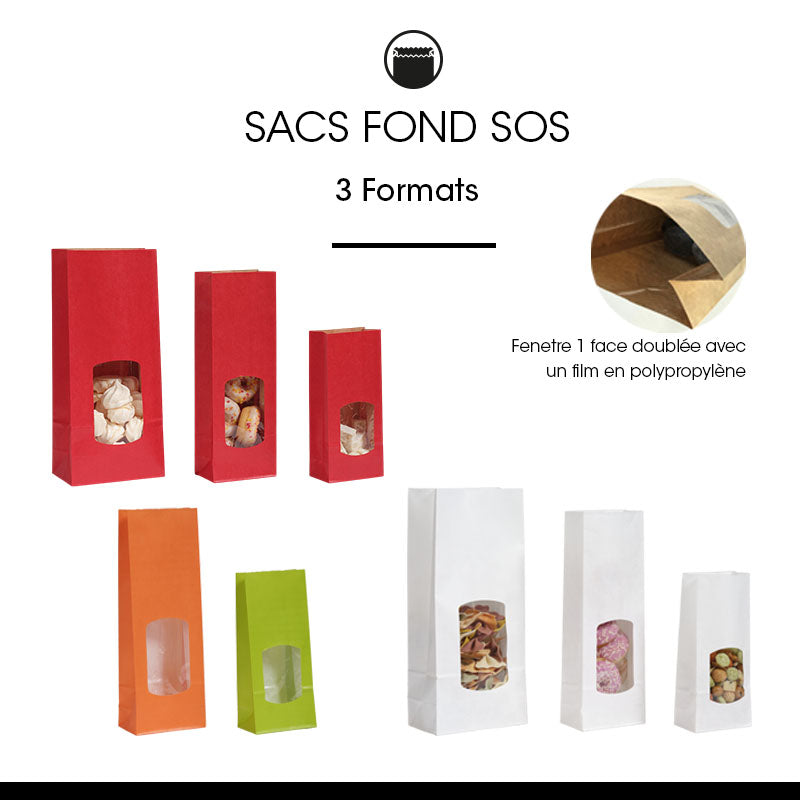 Sac alimentaire SOS fenêtre 400 ml|kraft lisse blanc|par 1200