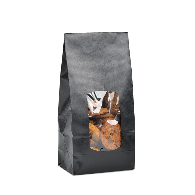 Sac alimentaire SOS fenêtre 850 ml|kraft noir vergé|par 800