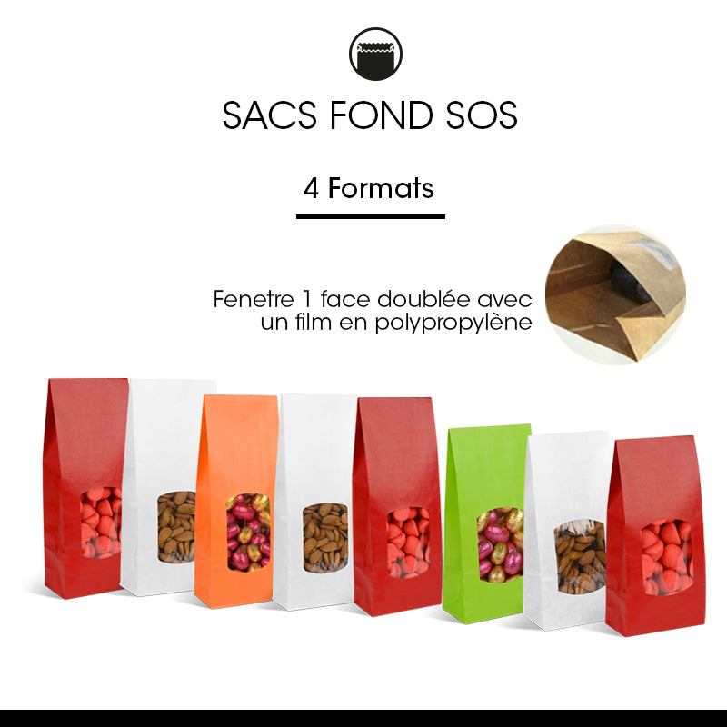 Sac alimentaire SOS fenêtre 250 ml|kraft lisse vert|par 1200