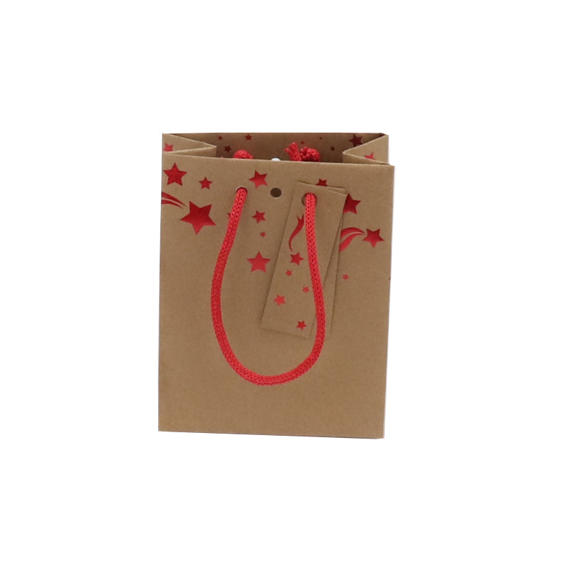 Sac Small Asca Red|kraft brun|poignées cordelières| 11,4+6,4x14,6cm | par 300