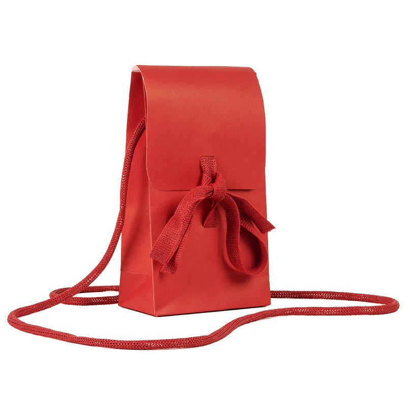 Sac Lady Belle rouge|kraft|poignées papier|11,4+6,4x20cm|par 200